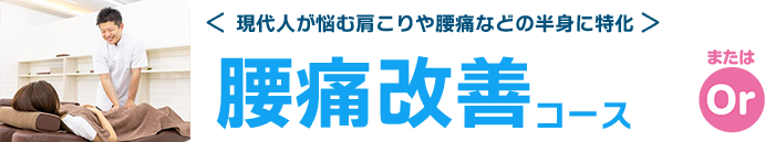 現代人が悩む肩こりや腰痛などの半身に特化 腰痛改善コース